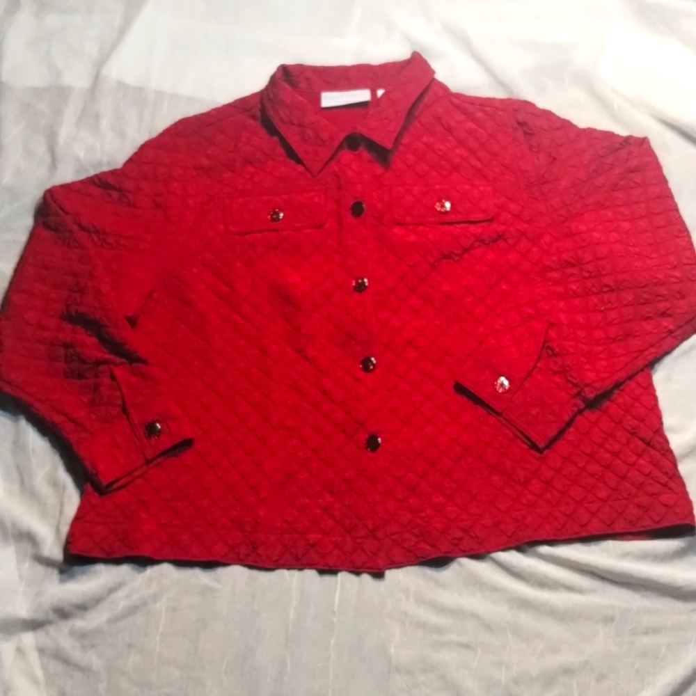 First Issue (Liz Claiborne) lightweight red waffle jacket.
